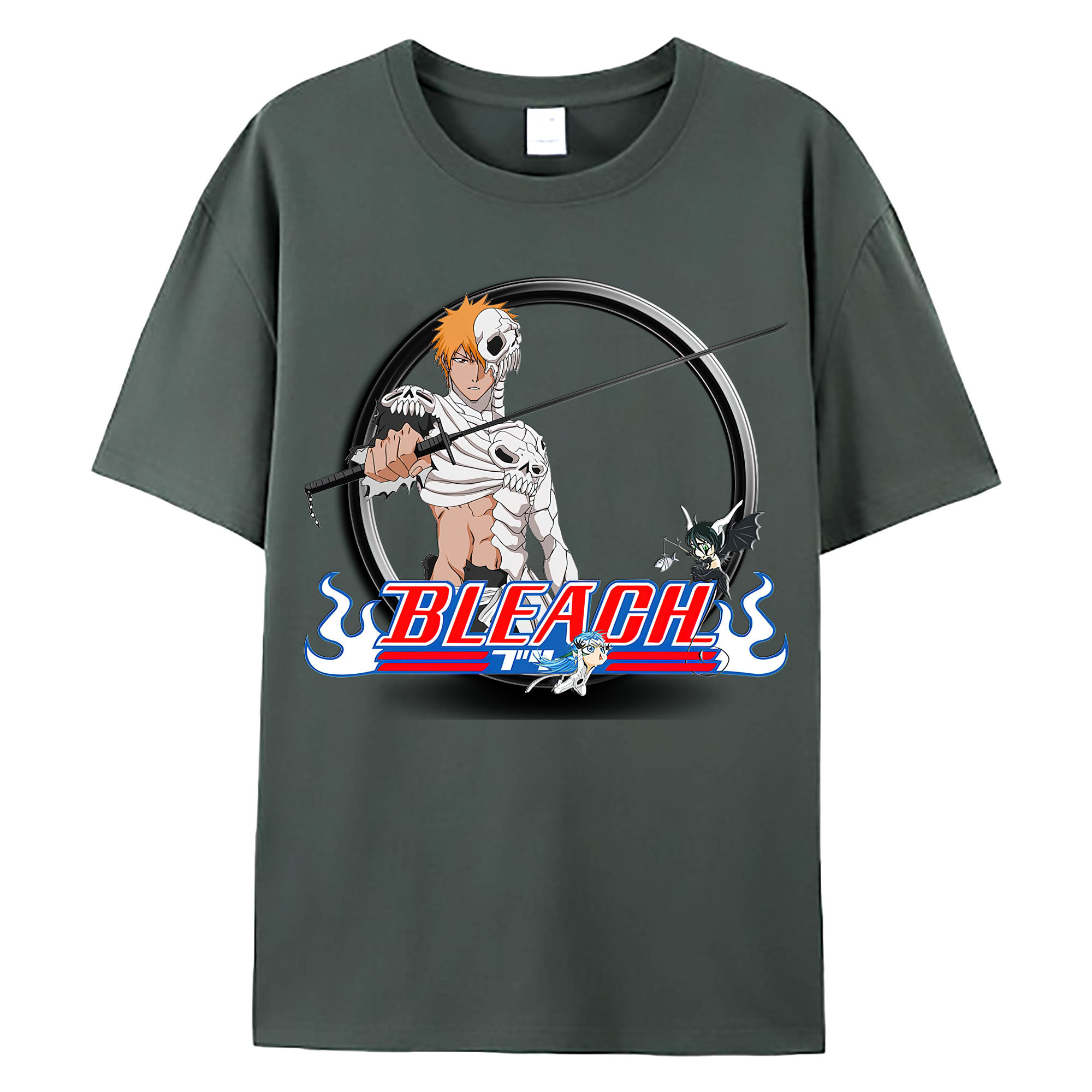 （画像用） ブリーチ 黒崎一護（くろさき いちご）BLEACH Kurosaki Ichigo 綿100％ メンズ半袖Tシャツ｜肌触りやわらか＆通気性